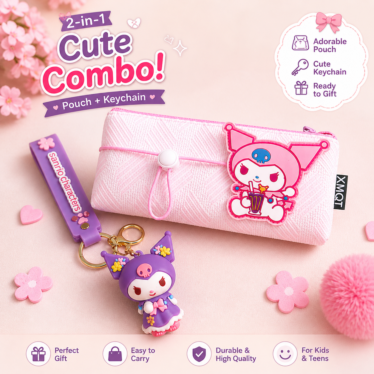 Cute pouch and keychain combo