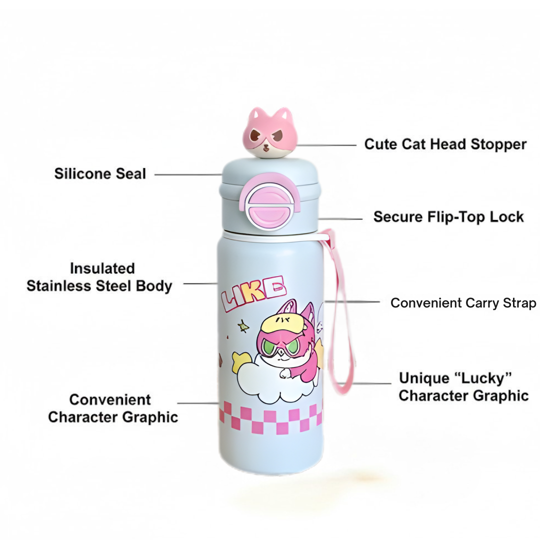 Leakproof Flip Lock Kids Water Bottle Pink