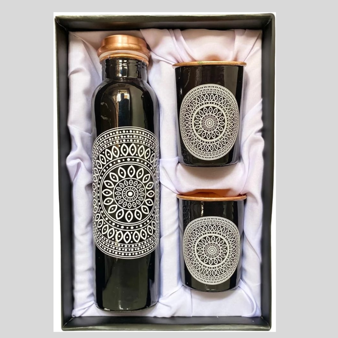 Copper Bottle Gift Set with 2 Glasses