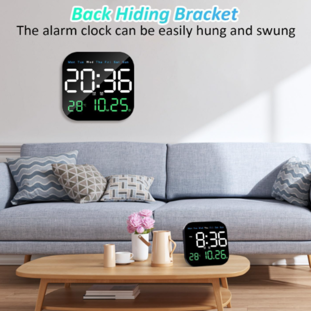 LED Digital Wall Clock With Alarm & Temperature