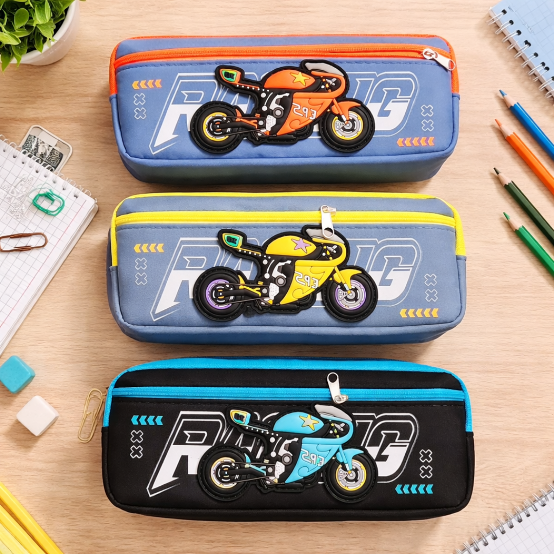 Racing Bike Pencil Pouch for Kids