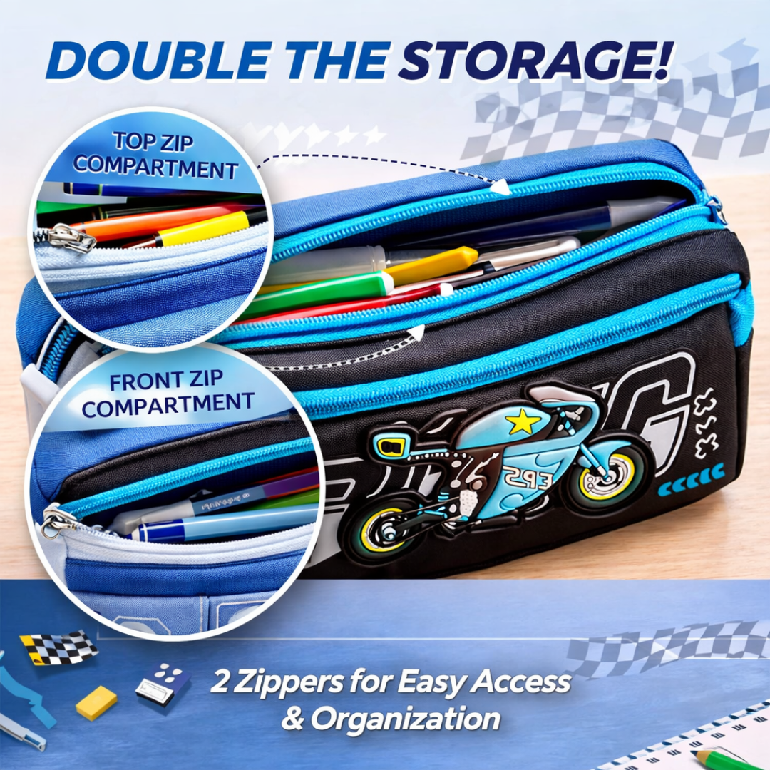 Racing Bike Pencil Pouch for Kids