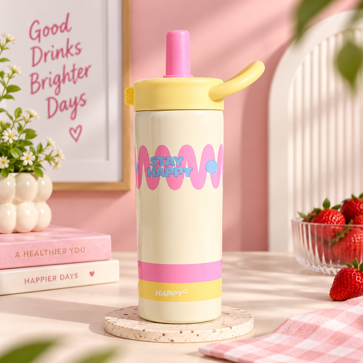 Happy Kids Straw Water Bottle
