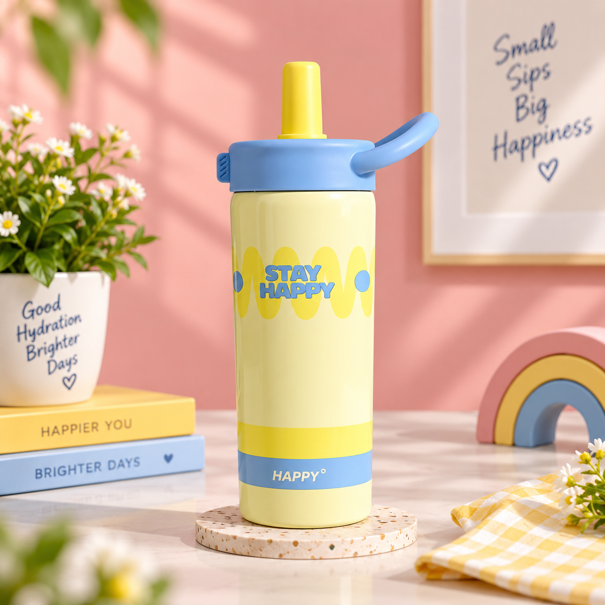 Happy Kids Straw Water Bottle