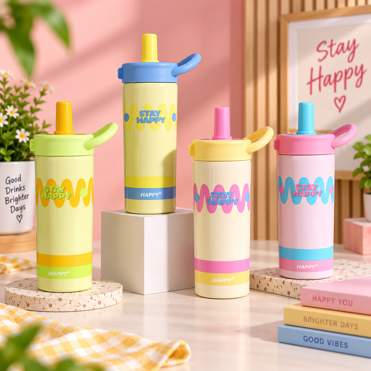 Happy Kids Straw Water Bottle
