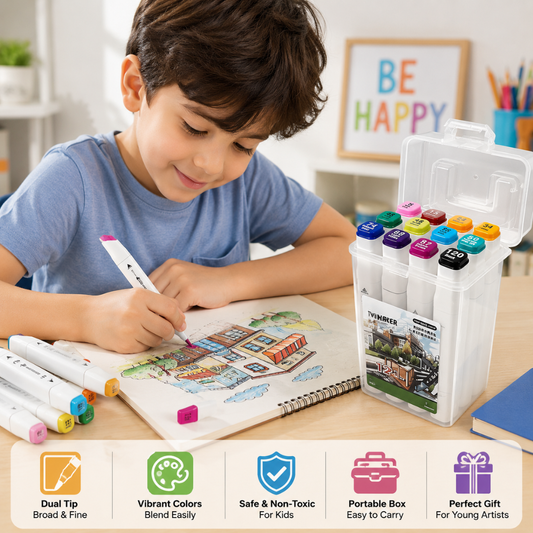 12 Colors Dual Tip Art Marker Set