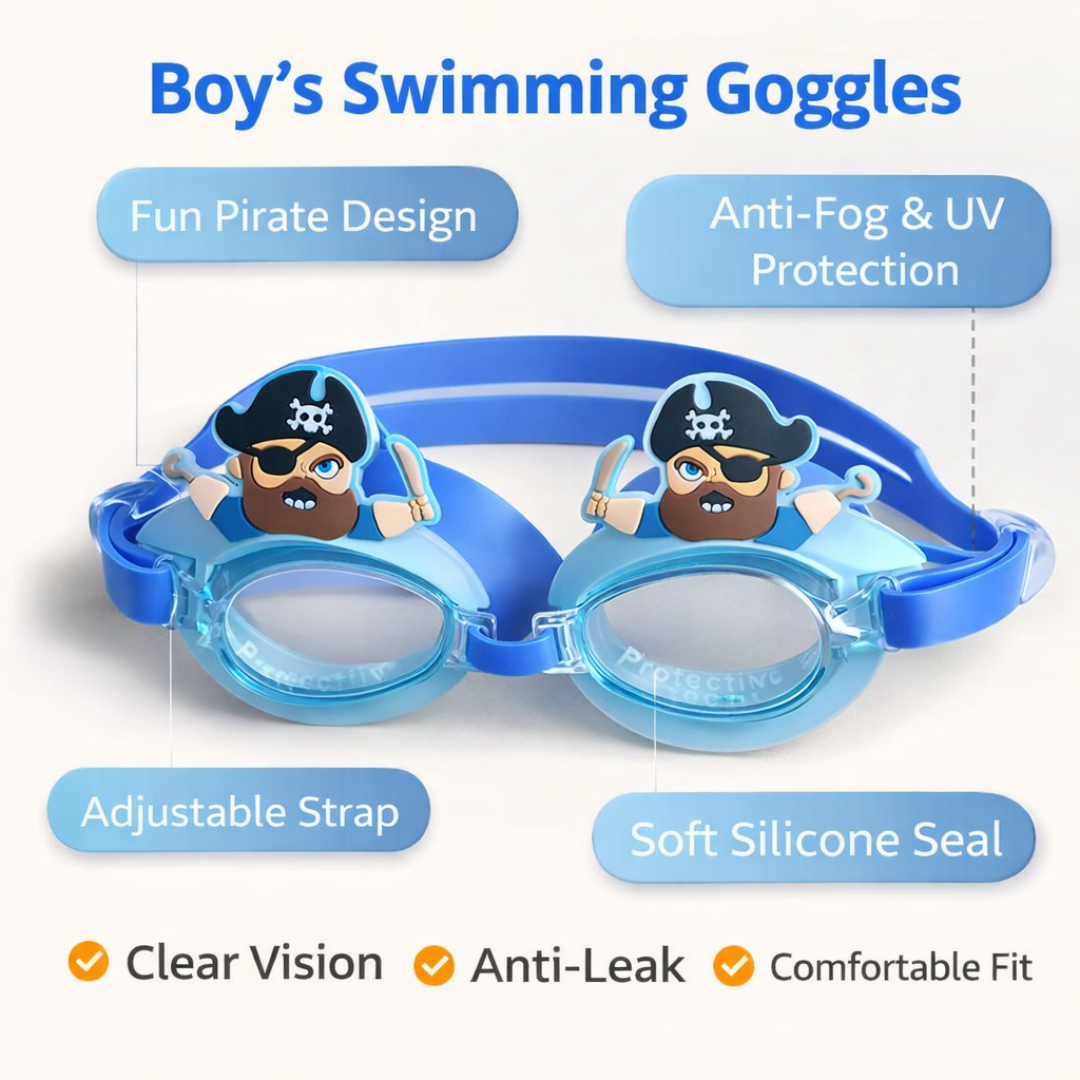 Boys Swimming Goggles & Cap Combo (Assorted Designs)