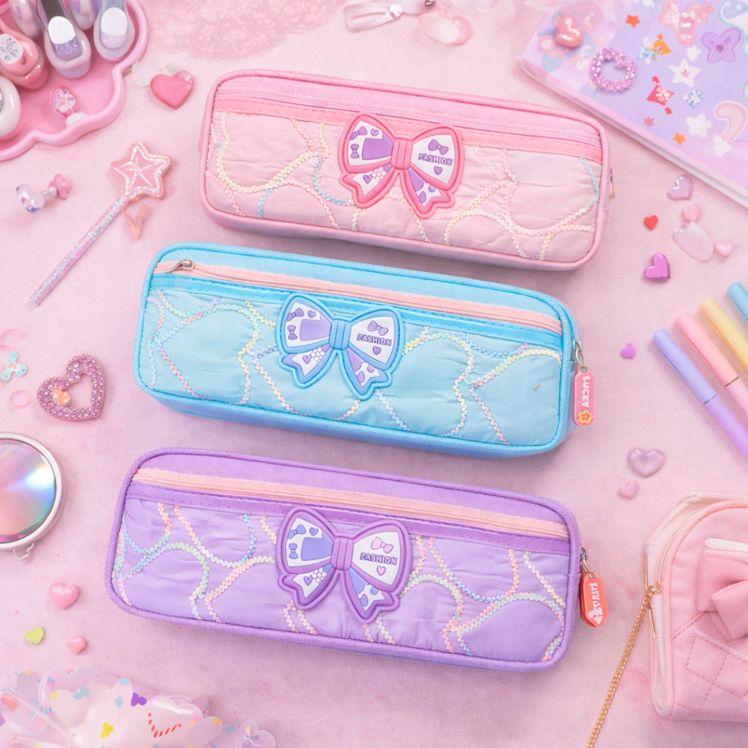 Cute Bow Pencil Pouch for Girls