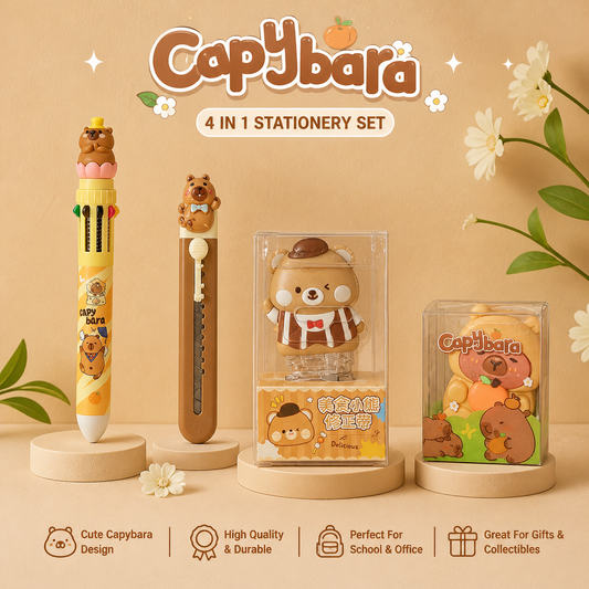 Capybara 4-in-1 Cute Stationery Combo Set