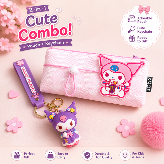 Cute pouch and keychain combo